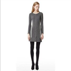 Theory Cheyenne Zipper 3/4 Sleeve Front Color Block Dress